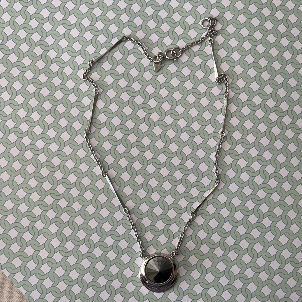 Vintage Sarah Coventry Hematite Rivoli Pendant Necklace